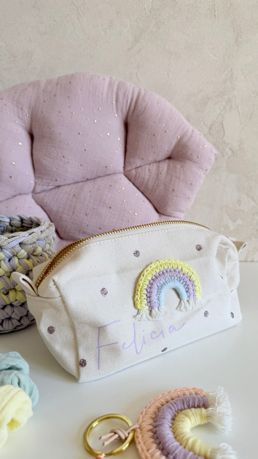 Regenbogen-Schlampermäppchen in Flieder & Pastell