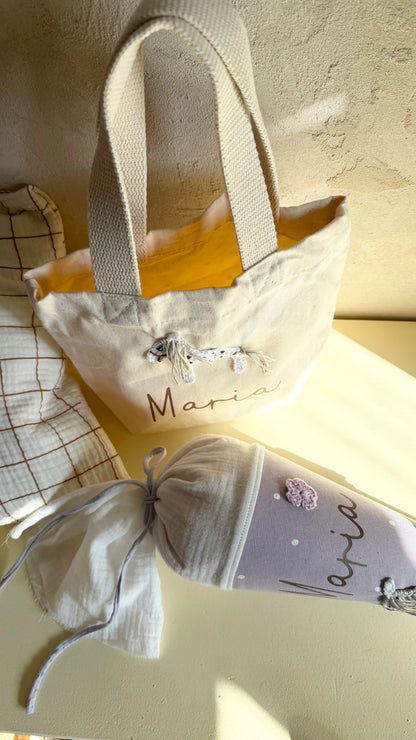 Pferde-Mini-Shopper für Kinder – mit Häkelpferd, optional mit Name