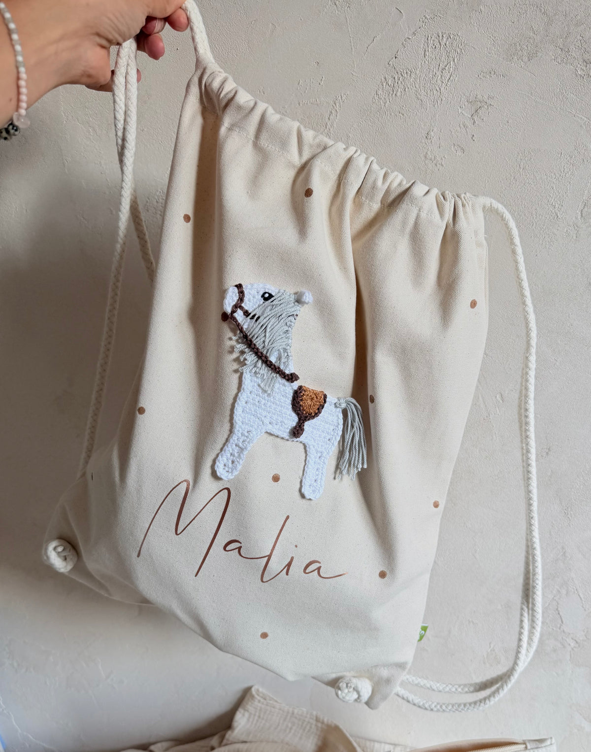 Personalisierter Pferde-Turnbeutel mit Name | Canvas