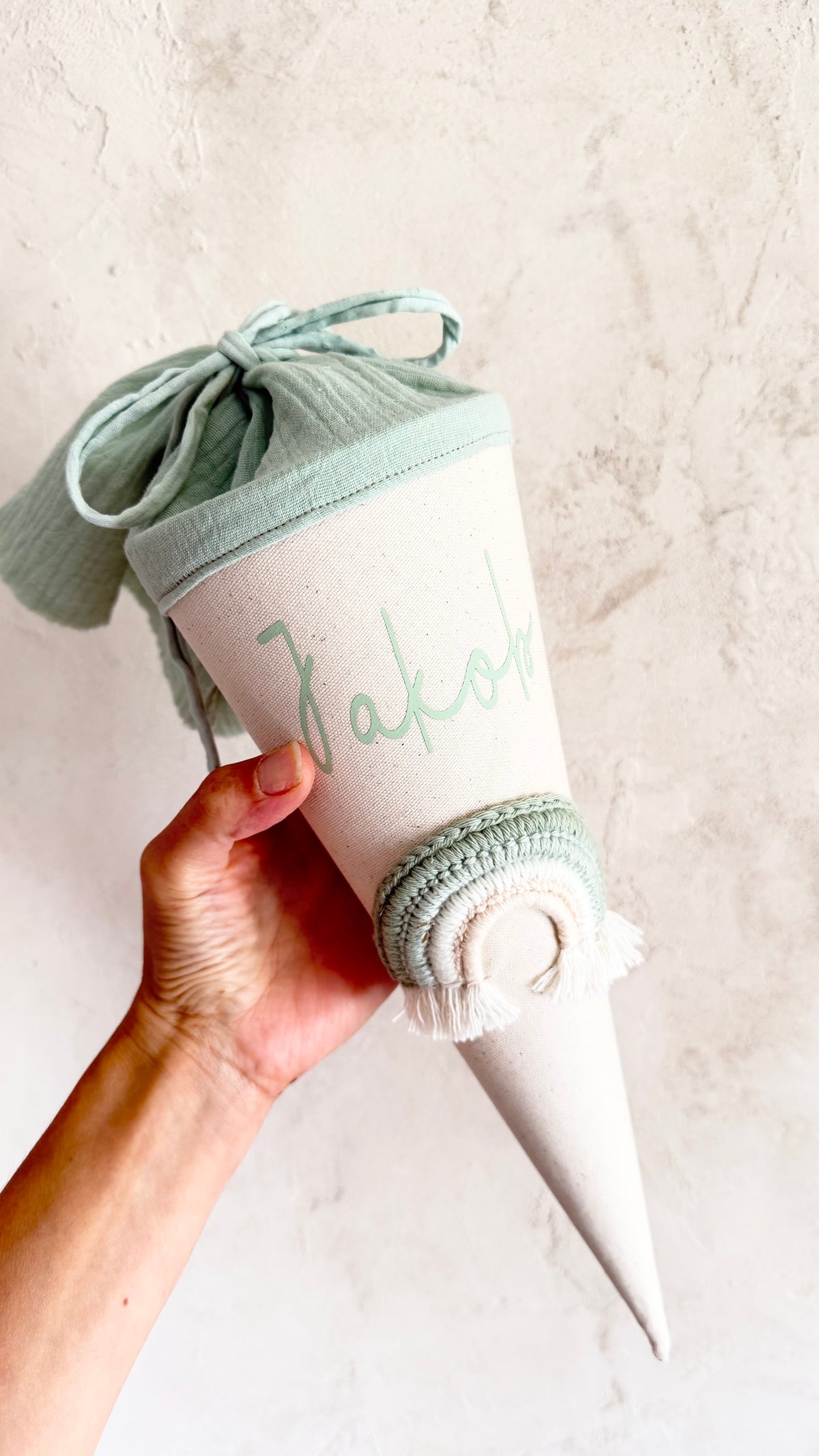 Regenbogen-Kindergartentüte Mint & Creme – optional personalisiert