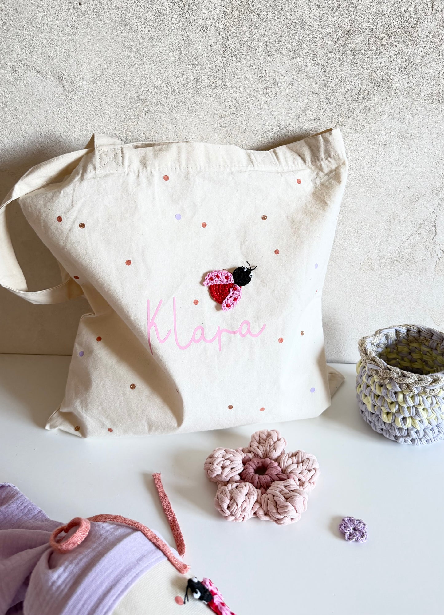 Personalisierter Wechselkleidungsbeutel Marienkäfer
