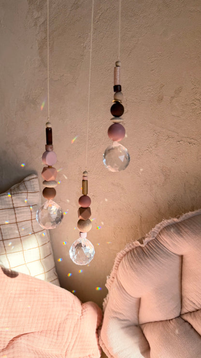Suncatcher Rosenholz – Rosé, Mauve & Braun