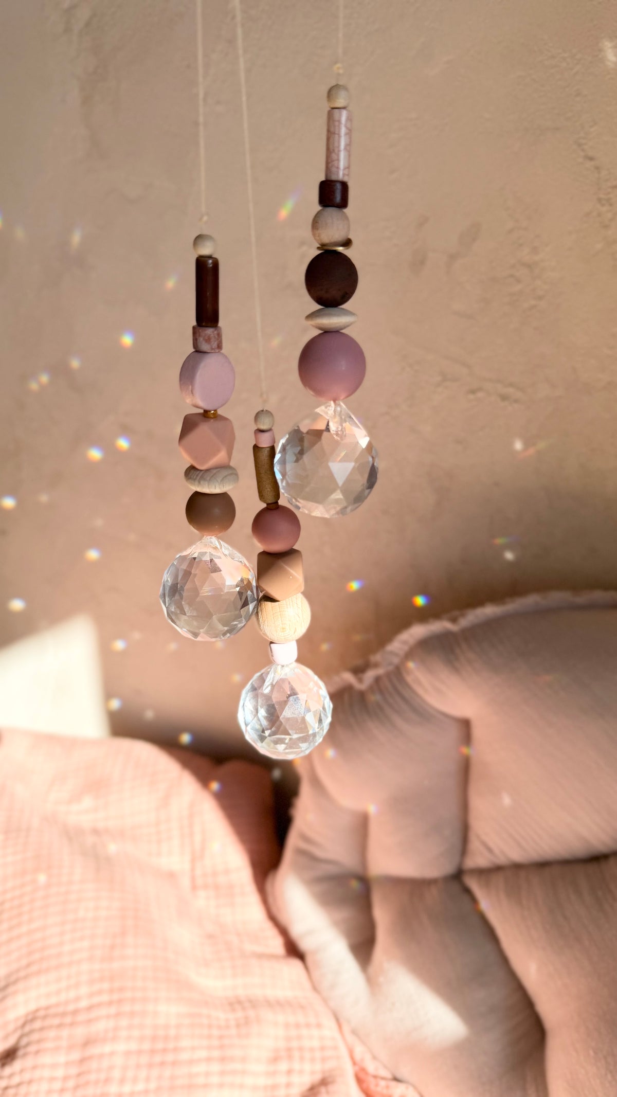 Suncatcher Rosenholz – Rosé, Mauve & Braun