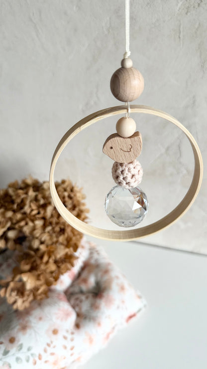 Mini-Vogel-Suncatcher aus Holz & Kristall