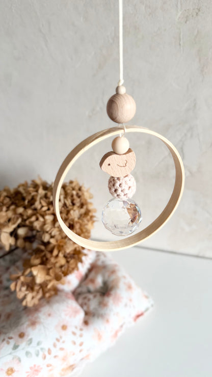 Mini-Vogel-Suncatcher aus Holz & Kristall