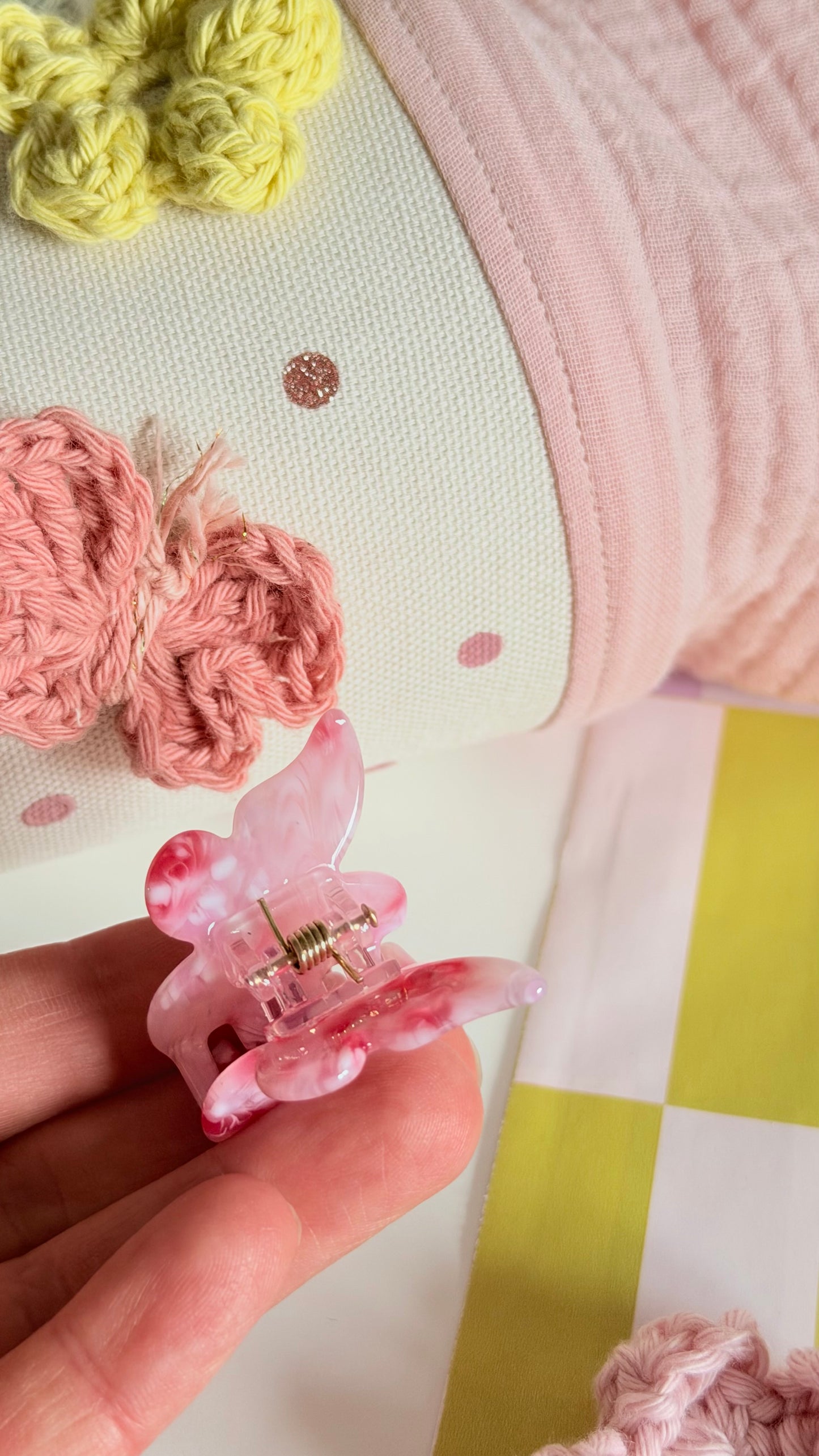 Sasstie Schmetterling Haarklammer – Rosa