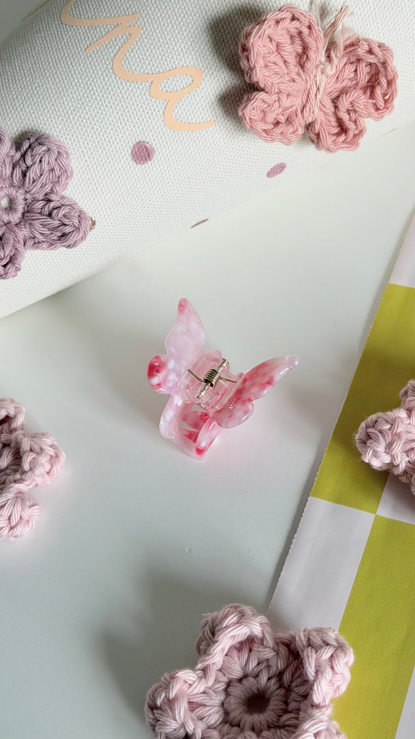 Sasstie Schmetterling Haarklammer – Rosa