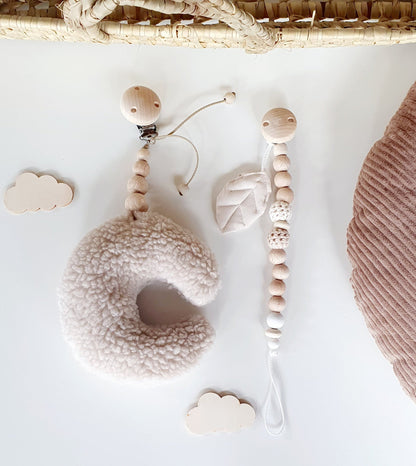 Plüsch-Mondanhänger in Beige
