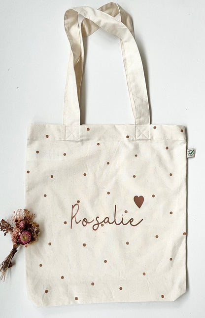 Stofftasche mit Name & Kupferpunkten