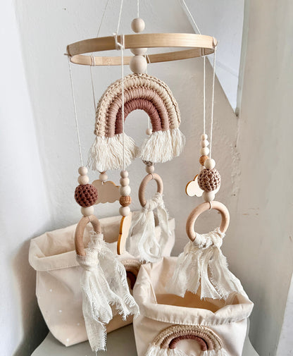 Regenbogen-Mobile in Beige & Braun