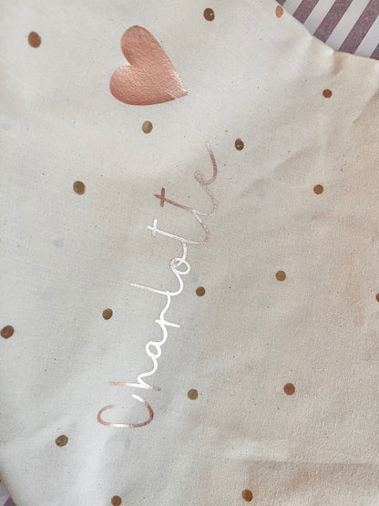 Stofftasche mit Name & Kupferpunkten