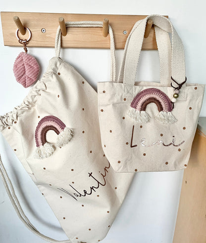 Mini-Shopper in Violett, Rosé & Braun