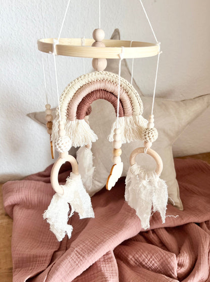 Regenbogen-Mobile in Beige & Braun