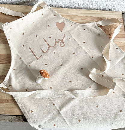 Personalisierte Kinderschürze Natur – Rosé & Kupfer