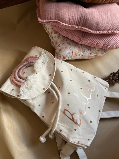 Regenbogen-Kinderrucksack in Terrakotta & Braun