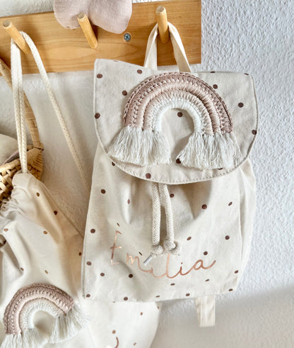 Regenbogen-Kinderrucksack in Rosé & Flieder