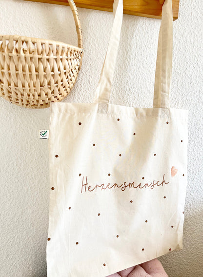 Stofftasche mit Name & Kupferpunkten
