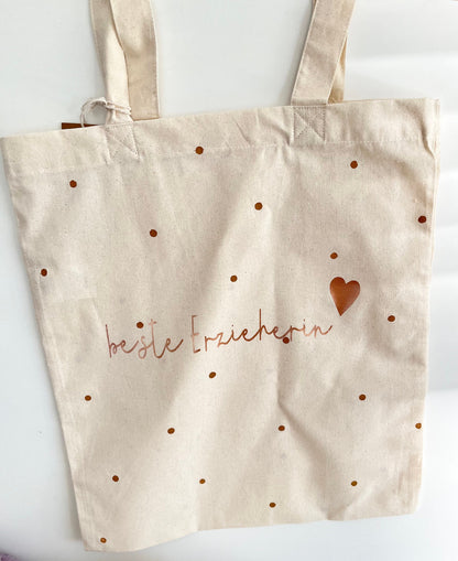 Stofftasche mit Name & Kupferpunkten