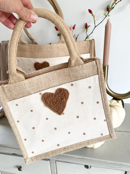 Mami-&-Mini-Juteshopper mit Plüschherz