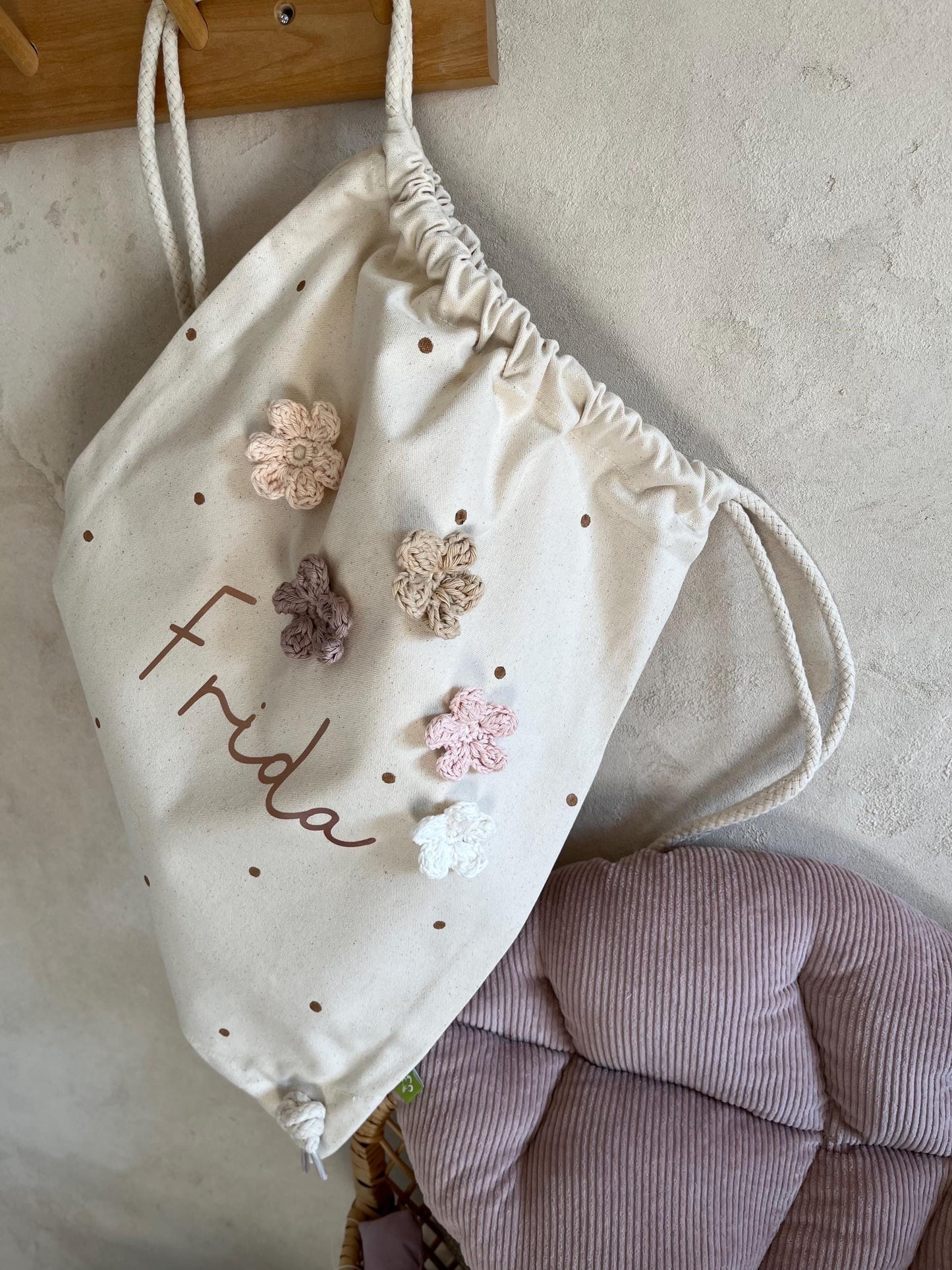 Blüten-Turnbeutel mit Name