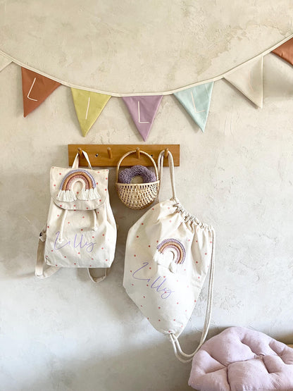 Regenbogen-Rucksack & Turnbeutel – einzeln oder Set