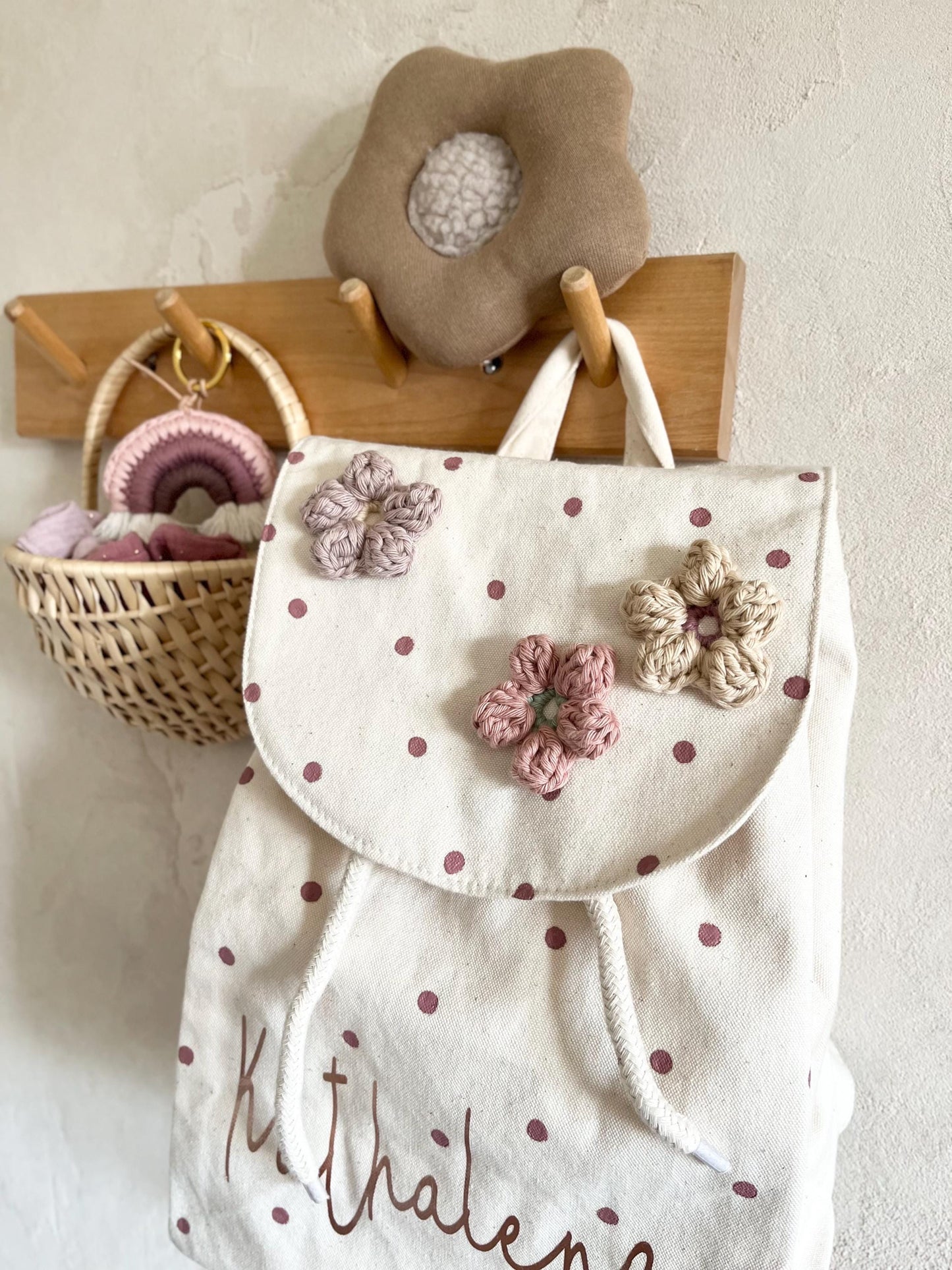 Blüten-Kinderrucksack mit Name