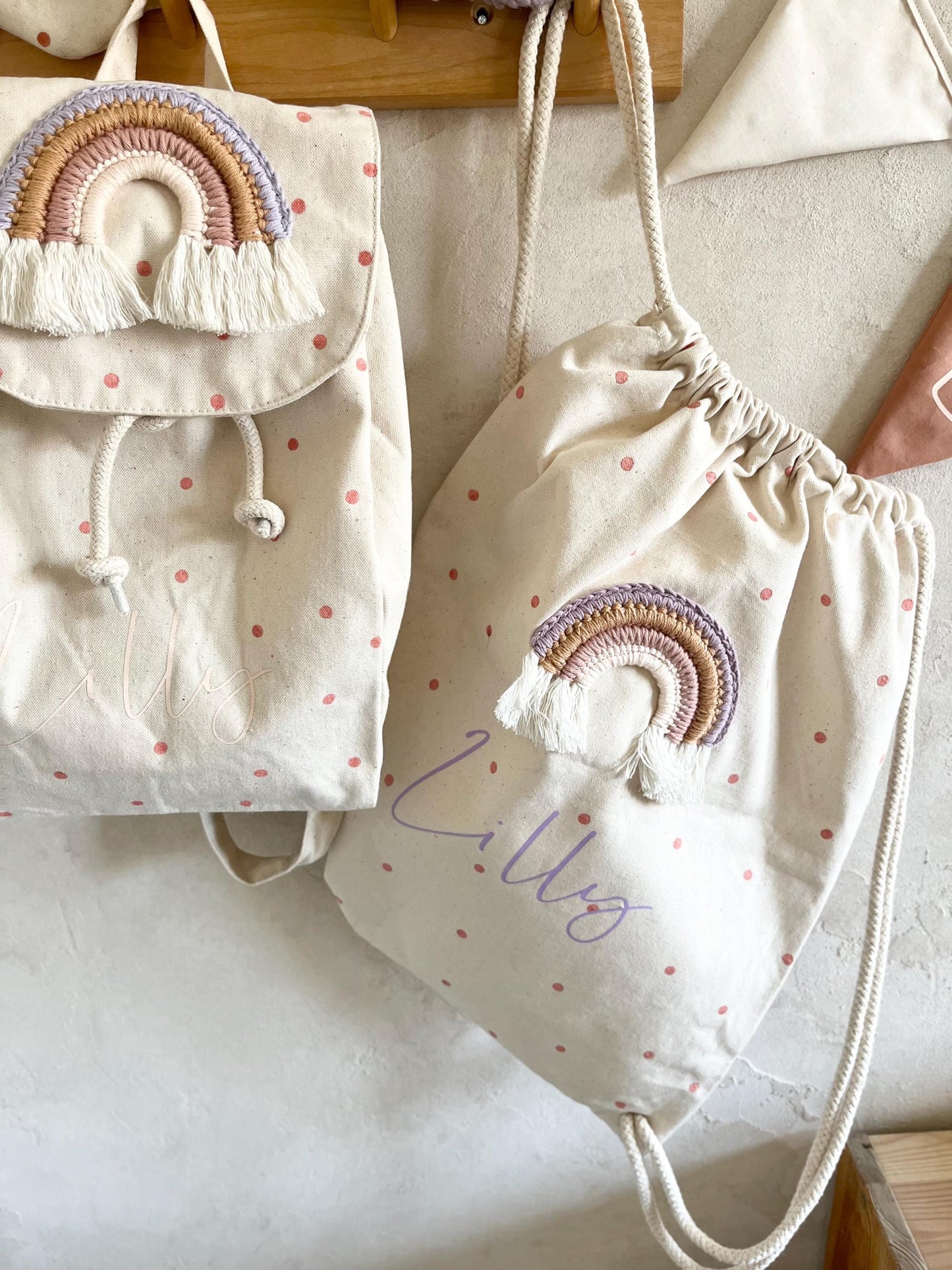 Regenbogen-Rucksack & Turnbeutel – einzeln oder Set
