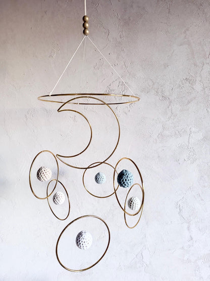 Planeten-Mobile mit Mond & Metallringen