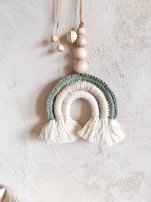 Regenbogen-Anhänger Creme, Beige & Rosmaringrün