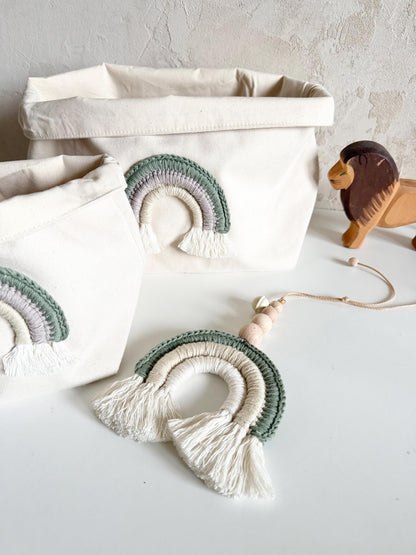 Regenbogen-Anhänger Creme, Beige & Rosmaringrün