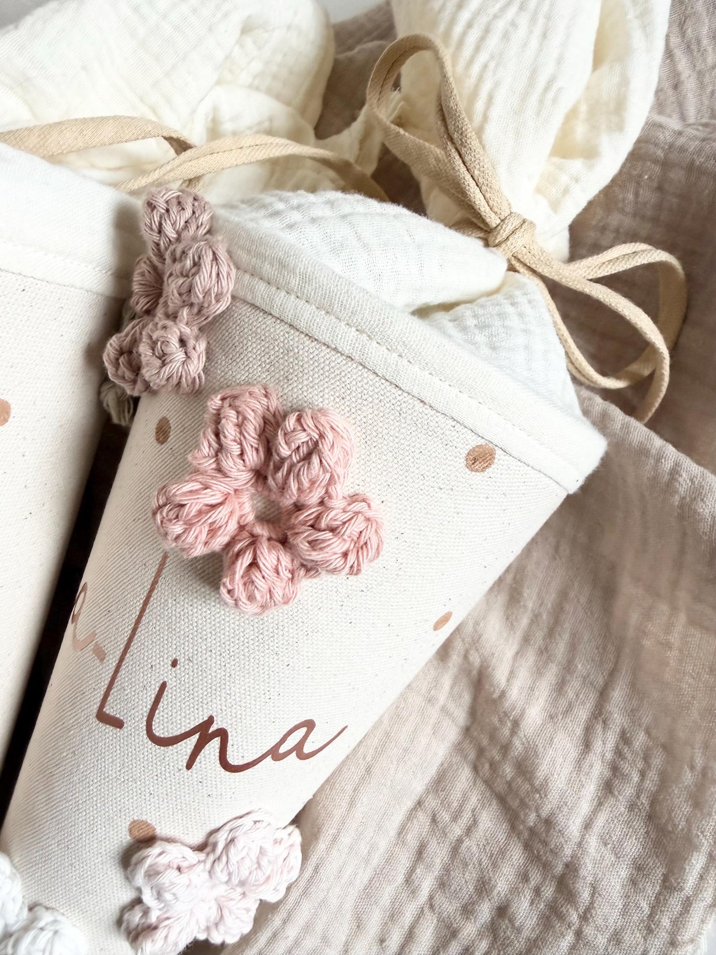 Blüten-Kindergartentüte mit Name