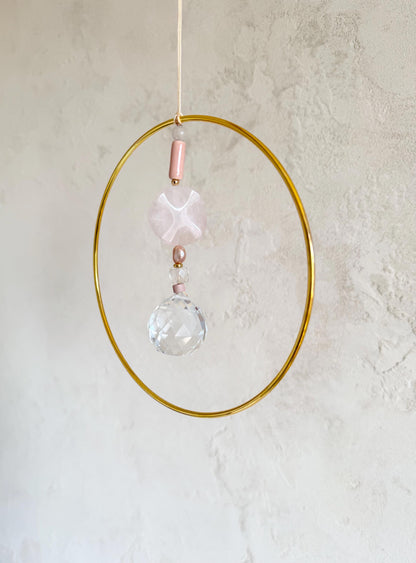 Suncatcher mit Rosenquarz & Goldring