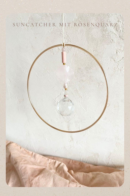 Suncatcher mit Rosenquarz & Goldring