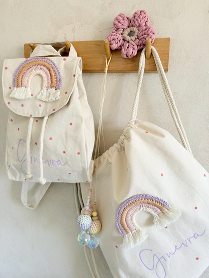 Regenbogen-Rucksack & Turnbeutel – einzeln oder Set