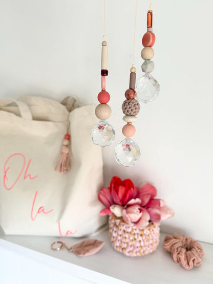 Suncatcher in Koralle, Apricot & Staublila