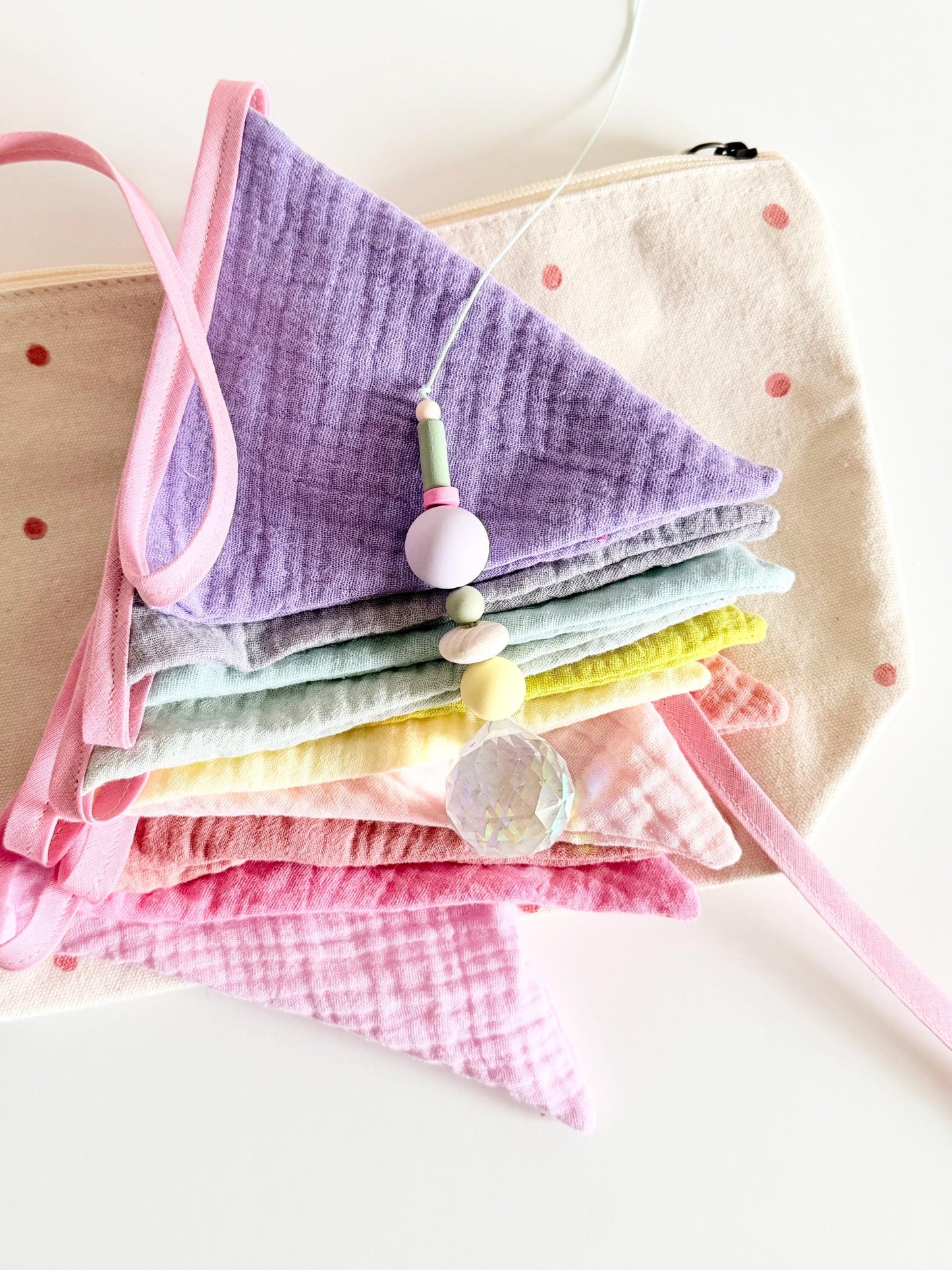Musselin-Wimpelkette Regenbogen – 11 Wimpel
