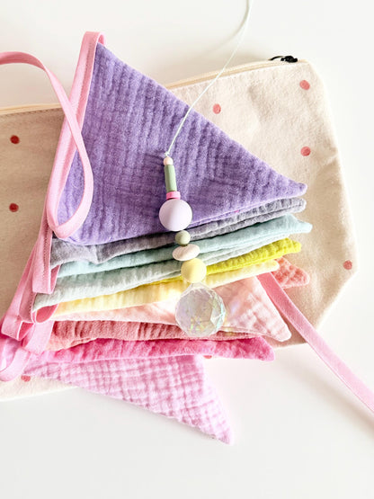 Musselin-Wimpelkette Regenbogen – 11 Wimpel