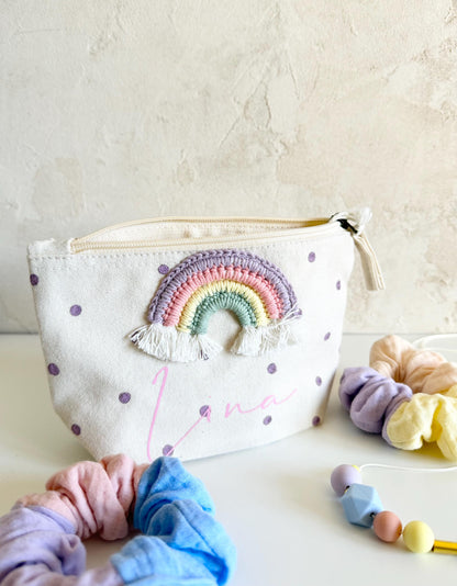 Regenbogen-Kulturbeutel in Lila & Rosé