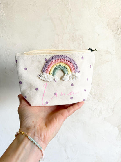 Regenbogen-Kulturbeutel in Lila & Rosé