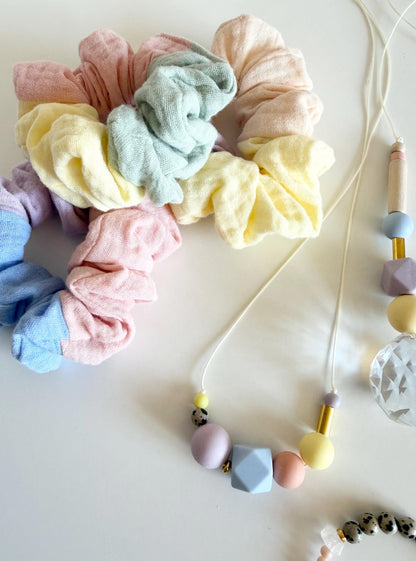 Musselin-Scrunchie in Pastell – Farbwahl