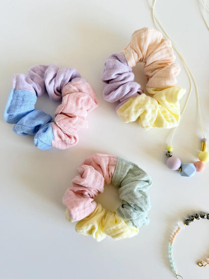 Musselin-Scrunchie in Pastell – Farbwahl