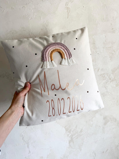 Regenbogenkissen Rosé & Kupfer – optional personalisiert