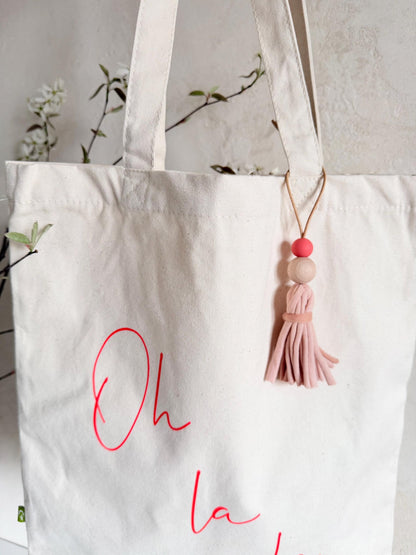 Stofftasche „Oh là là“ mit Quaste