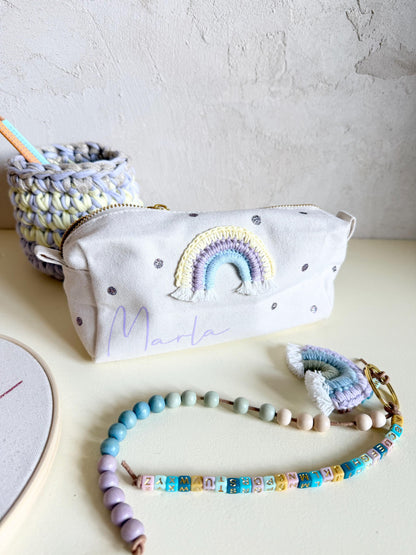 Regenbogen-Schlampermäppchen in Flieder & Pastell