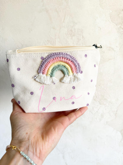 Regenbogen-Kulturbeutel in Lila & Rosé