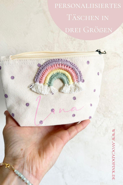 Regenbogen-Kulturbeutel in Lila & Rosé