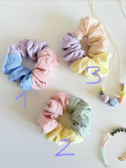 Musselin-Scrunchie in Pastell – Farbwahl
