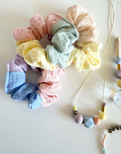 Musselin-Scrunchie in Pastell – Farbwahl