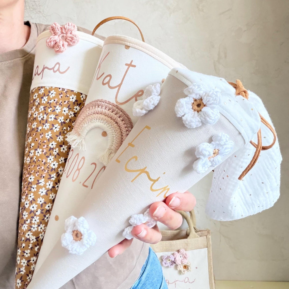 Gänseblümchen-Kindergartentüte mit Name