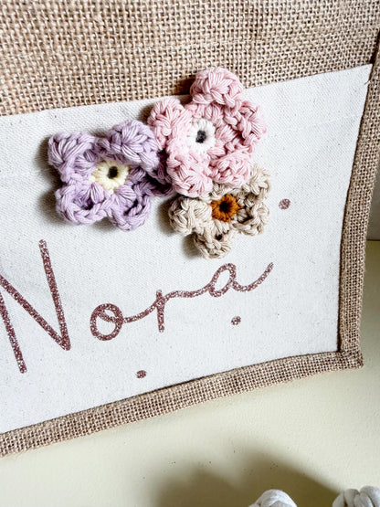Blüten-Geschenkset: Mini-Shopper & Stickrahmen